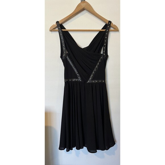 The Kooples Black Studded Leather Harness Mini Dress Size XS - Picture 2 of 10